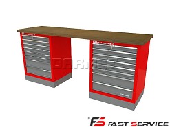 Mocny metalowy stół warsztatowy z szafkami 209x60cm - FAST SERVICE (T-12-12-01)