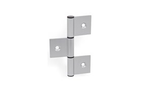 Zawias aluminiowy długi trzyczęściowy 125 x 86 mm | typ I (skrzydła wewnętrzne) | otwory stożkowe - GANTER GN 2295-86-125-I-C-EL