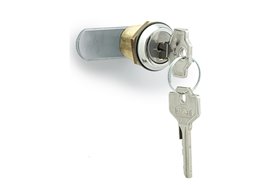 Zamek ryglowy na klucz | odległość rygla 13 mm | rygiel prosty | obrót 180° | jednakowe klucze | stop cynku mosiądzowany - ELESA+GANTER CSU.13-32-13