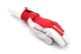 Rękawice robocze szaro-czerwone z koziej skóry i bawełny, 319, rozmiar 10 - Consorte