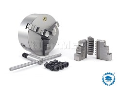 Uchwyt tokarski 160 mm | samocentrujący spiralny | żeliwny 3 - szczękowy | DIN 6350 - BISON BIAL 3204-160