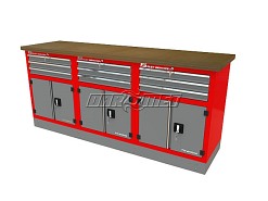 Mocny metalowy stół warsztatowy z szafkami 209x60cm - FAST SERVICE (T-30-30-30-01)