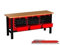 STÓŁ WARSZTATOWY Z 3 SZAFKAMI (12 szuflad) - 1960 mm - FAST SERVICE (N-3-15-01)