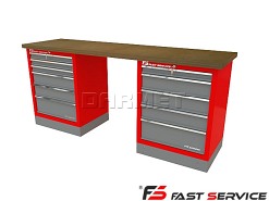 Mocny metalowy stół warsztatowy z szafkami 209x60cm - FAST SERVICE (T-20-21-01)