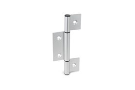 Zawias aluminiowy długi trzyczęściowy 335 x 72 mm | typ A (skrzydła zewnętrzne) | otwory stożkowe - GANTER GN 2295-72-335-A-C-EL