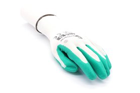 Rękawice robocze białe poliestrowe z lateksem, 486, rozmiar 9 - Consorte