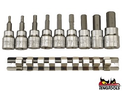 Zestaw nasadek trzpieniowych sześciokątnych z chwytem kwadratowym 3/8", M3812 - 9 szt. - TENGTOOLS (6883-0108)