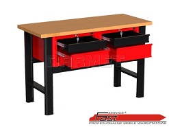 STÓŁ WARSZTATOWY Z 2 SZAFKAMI (4 szuflady) - 1400 mm - FAST SERVICE (N-3-03-01)