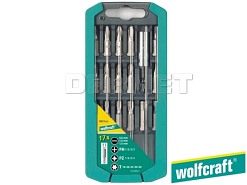 Zestaw końcówek, długość: 25 mm, rodzaje: płaskie, Phillips, Pozidriv, Torx - 17 częściowy - WOLFCRAFT WF8633000