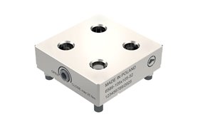 Podstawa do imadeł,  system  Zero Point, rozstaw kołków 52 mm, bez otworów przyłączeniowych - BISON Typ 6589-104x104-52-BL