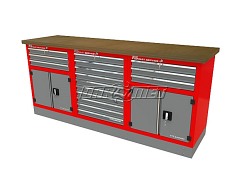 Mocny metalowy stół warsztatowy z szafkami 209x60cm - FAST SERVICE (T-30-10-30-01)