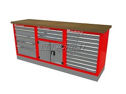 Mocny metalowy stół warsztatowy z szafkami 209x60cm - FAST SERVICE (T-21-30-10-01)