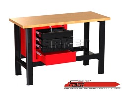 STÓŁ WARSZTATOWY Z 1 SZAFKĄ (4 szuflady) - 1400 mm - FAST SERVICE (N-3-04-01)