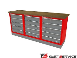 Mocny metalowy stół warsztatowy z szafkami 209x60cm - FAST SERVICE (T-15-15-15-01)