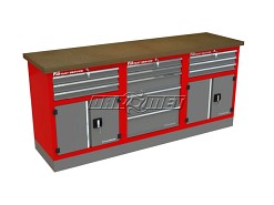 Mocny metalowy stół warsztatowy z szafkami 209x60cm - FAST SERVICE (T-30-22-30-01)