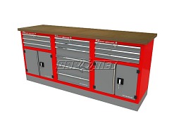 Mocny metalowy stół warsztatowy z szafkami 209x60cm - FAST SERVICE (T-30-14-30-01)