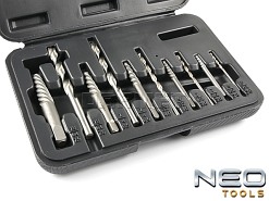 Wykrętaki do zerwanych śrub z wiertłami pilotującymi - 10 elementów - NEO TOOLS (09-609)