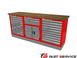Mocny metalowy stół warsztatowy z szafkami 209x60cm - FAST SERVICE (T-10-31-10-01)