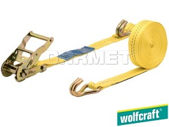 Zacisk taśmowy z mechanizmem zapadkowym, wersja z hakiem, długość: 8 m - WOLFCRAFT (WF3278000)