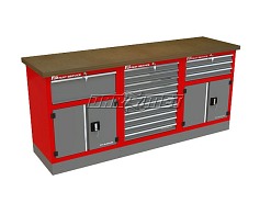Mocny metalowy stół warsztatowy z szafkami 209x60cm - FAST SERVICE (T-32-10-30-01)