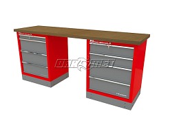 Mocny metalowy stół warsztatowy z szafkami 209x60cm - FAST SERVICE (T-18-23-01)