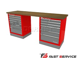 Mocny metalowy stół warsztatowy z szafkami 209x60cm - FAST SERVICE (T-19-20-01)