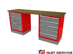 Mocny metalowy stół warsztatowy z szafkami 209x60cm - FAST SERVICE (T-15-15-01)