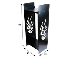Stojak na drewno kominkowe | 46 x 35 x 115  cm | blacha 2,5 mm | wzór: OGIEŃ - DARMET