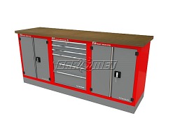 Mocny metalowy stół warsztatowy z szafkami 209x60cm - FAST SERVICE (T-40-20-40-01)