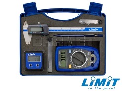 Zestaw pomiarowy 6 elementowy: suwmiarka elektroniczna 150 mm , kątomierz cyfrowy, szczelinomierz, wzorce do gwintów, rysik - LIMIT 230590101
