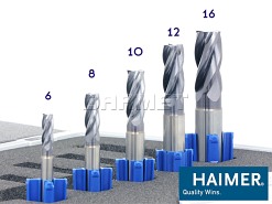 Zestaw frezów pełnowęglikowych | 6 mm | 8 mm | 10 mm | 12 mm | 16 mm | 4-ostrzowy Z4 - HAIMER (F2004NNH.AK)