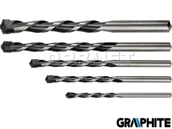 Zestaw wierteł do betonu 4 x 75MM, 5 x 100MM, 6 x 100MM, 8 x 120MM, 10 x 120MM - GRAPHITE (57H350)