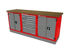 Mocny metalowy stół warsztatowy z szafkami 209x60cm - FAST SERVICE (T-40-17-40-01)