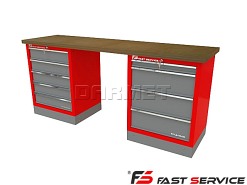 Mocny metalowy stół warsztatowy z szafkami 209x60cm - FAST SERVICE (T-15-18-01)