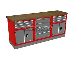 Mocny metalowy stół warsztatowy z szafkami 209x60cm - FAST SERVICE (T-30-23-30-01)
