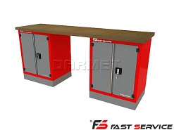 Mocny metalowy stół warsztatowy z szafkami 209x60cm - FAST SERVICE (T-40-40-01)