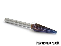 Pilnik obrotowy stożkowy z czołem kulistym KEL z powłoką Blue-Tec, frez do metalu - 12 x 32MM, długość 182MM, chwyt 6MM - KARNASCH (115081-055)