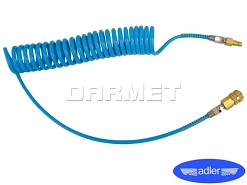 Poliuretanowy, spiralny przewód z prostą końcówką ze złączkami 10 mm x 6,5 mm, długość: 10 m - ADLER (3105.0)