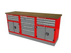 Mocny metalowy stół warsztatowy z szafkami 209x60cm - FAST SERVICE (T-30-21-30-01)