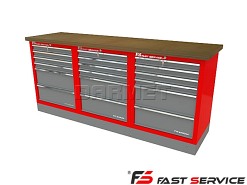 Mocny metalowy stół warsztatowy z szafkami 209x60cm - FAST SERVICE (T-17-17-17-01)