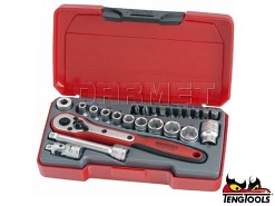 Zestaw kluczy nasadowych sześciokątnych z chwytem kwadratowym 1/4", T1424 - 24 szt. - TENGTOOLS 16792-0107
