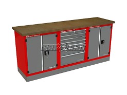 Mocny metalowy stół warsztatowy z szafkami 209x60cm - FAST SERVICE (T-40-19-40-01)