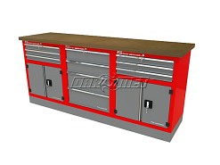 Mocny metalowy stół warsztatowy z szafkami 209x60cm - FAST SERVICE (T-30-23-30-01)