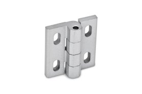 Zawias 40 x 45 mm, regulacja pionowa, 4 otwory pod śruby M5, odlew cynkowy, srebrny | ELESA+GANTER GN 235-ZD-40-45-H-SR