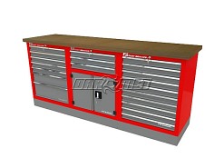 Mocny metalowy stół warsztatowy z szafkami 209x60cm - FAST SERVICE (T-19-30-10-01)