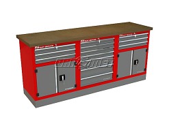 Mocny metalowy stół warsztatowy z szafkami 209x60cm - FAST SERVICE (T-30-13-30-01)