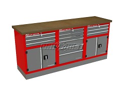 Mocny metalowy stół warsztatowy z szafkami 209x60cm - FAST SERVICE (T-30-20-30-01)