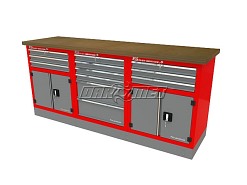 Mocny metalowy stół warsztatowy z szafkami 209x60cm - FAST SERVICE (T-30-17-30-01)