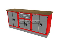 Mocny metalowy stół warsztatowy z szafkami 209x60cm - FAST SERVICE (T-40-30-40-01)