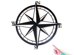 Róża wiatrów | kompas | średnica 80 cm | dekoracja ścienna do salonu | cięcie laserem - DARMET